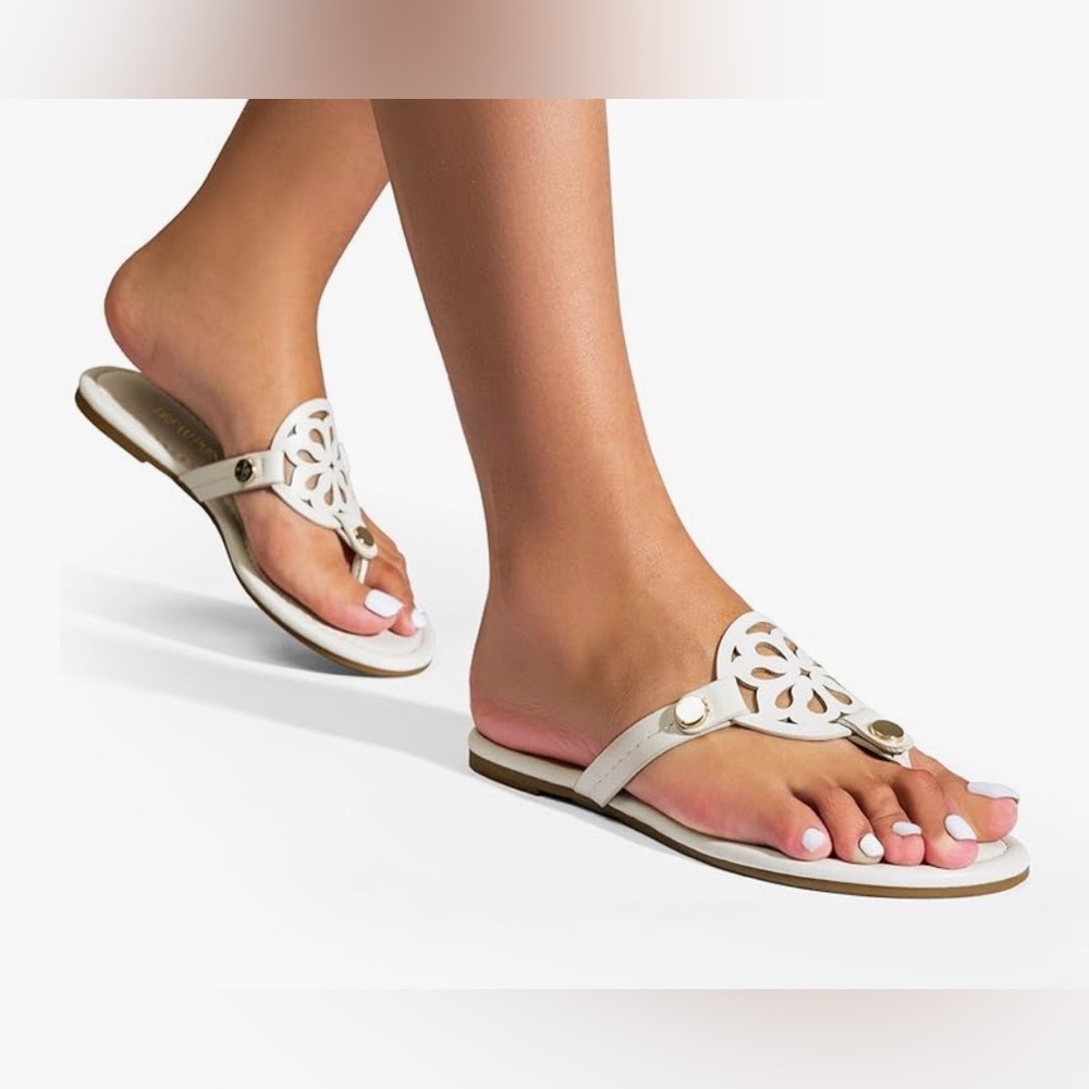 Sz 7 Dream Pairs flip flop silver comfortable soft cushion slides slip on shoes